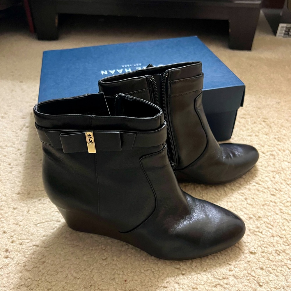 Cole Haan Wedge heel leather bootie like new